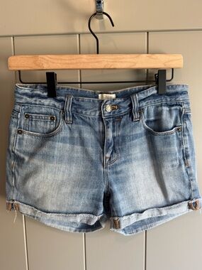 J Crew High Rise Denim Cutoff Cuffed Shorts Mid Wash Womens Size 24
